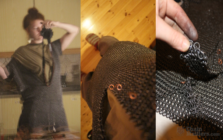 Chainmaille shirt, applying copper lining