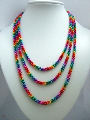 Three-stranded JPL rainbow necklace